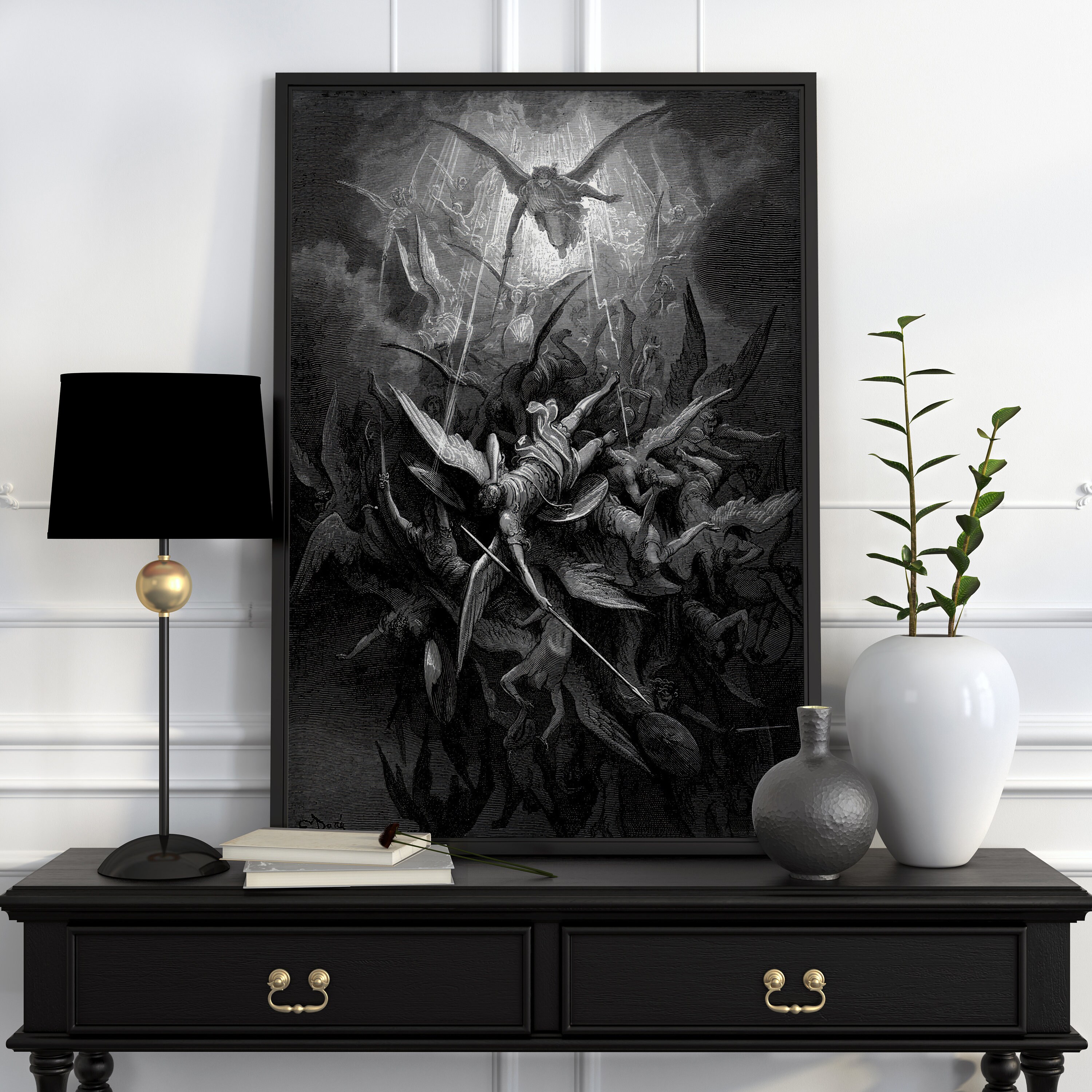Gustave Doré Paradise Lost Print, Exhibition Victorian Poster, Rebel ...