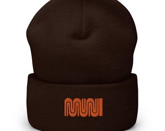 MUNI (brown and orange colorway) Cuffed Beanie