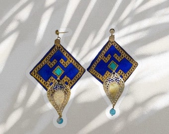 Needlework Blue Persian- Baloch, boho,hanging Earrings,Handmade jewellery , handmade embroidery,Weddings,Party,Gift