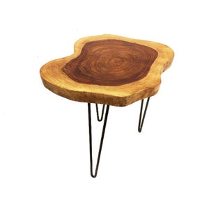 Live Edge Side Table / Stool Made With Hand Selected Organic Brown Acacia Wood, 20”X20”X20”