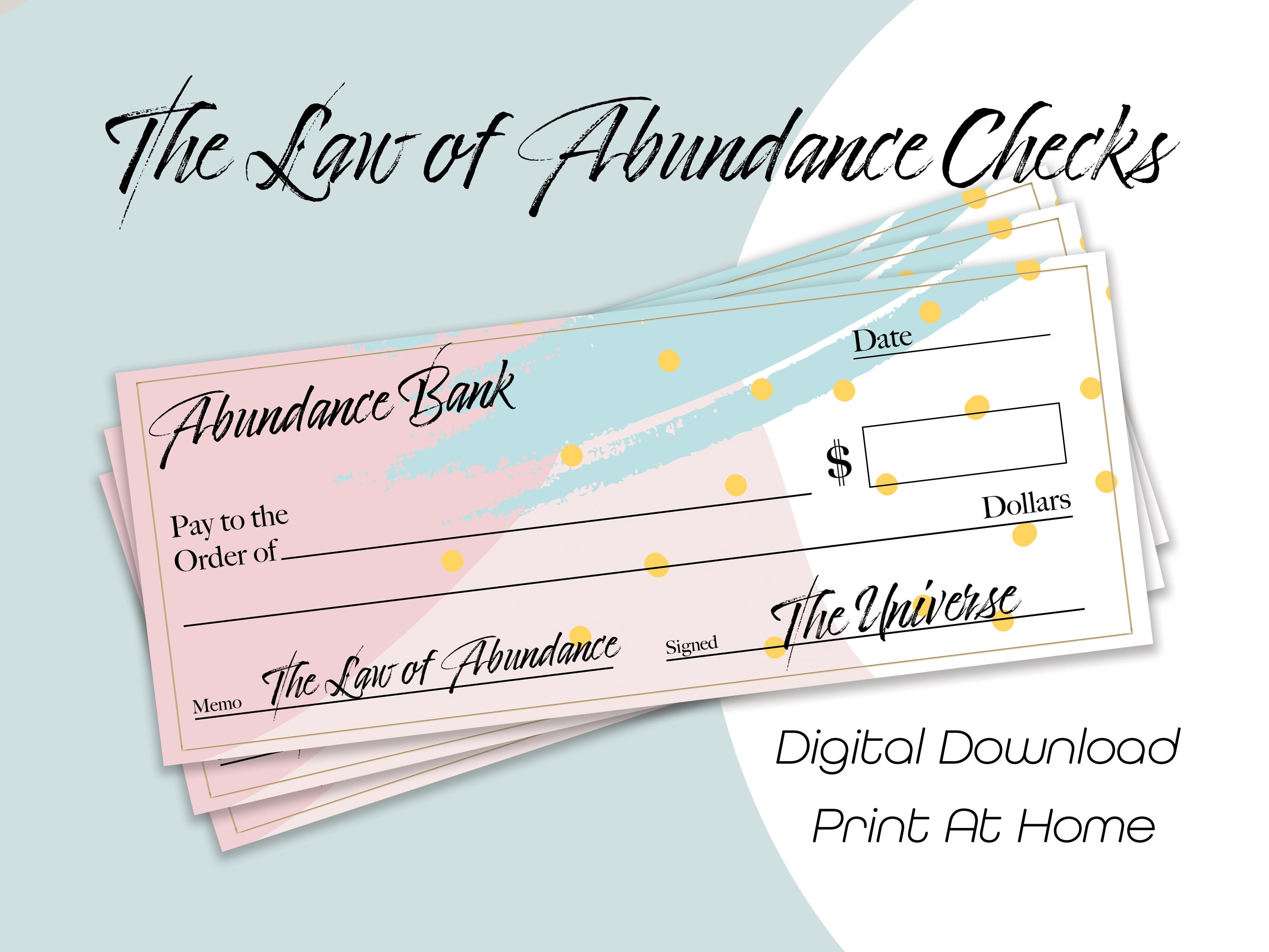 The Law of Abundance Checks Printable Manifestation Law of Etsy