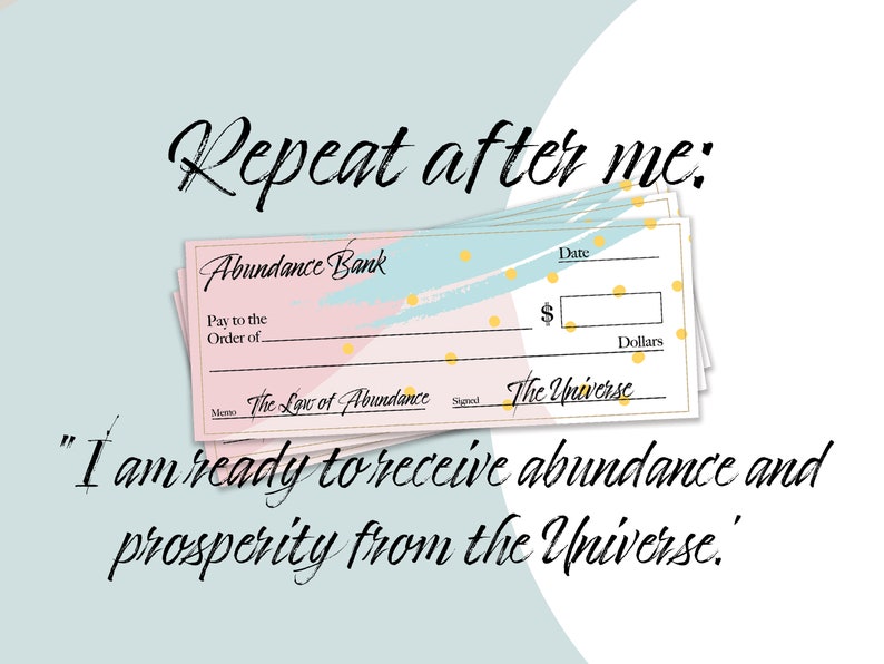 The Law Of Abundance Checks Printable Manifestation Law Of Etsy