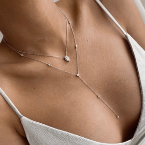 chaînes en argent Un collier cravate pour une femme Simple Collier Minimaliste Everyday Collier Zircon argent sterling collier collier cravate collier image 2