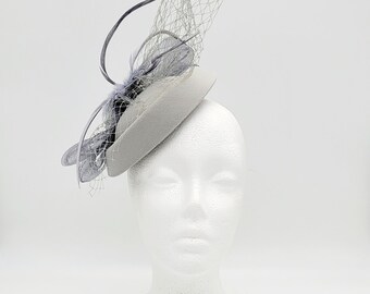 Grey  Derby Hat Fascinator,Church, Formal, Mother’s Day, Easter, Royal Ascot, Wedding, Tea Party, Horse Race, Cocktail