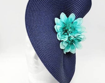 Navy  Derby Hat Fascinator,Church, Formal, Mother’s Day, Easter, Royal Ascot, Wedding, Tea Party, Horse Race, Cocktail