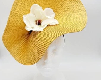 Yellow Kentucky Derby Hat Fascinator, Church, Formal, Mother’s Day, Easter, Royal Ascot, Wedding Fascinator, Tea Party, Horse Race, Cocktail