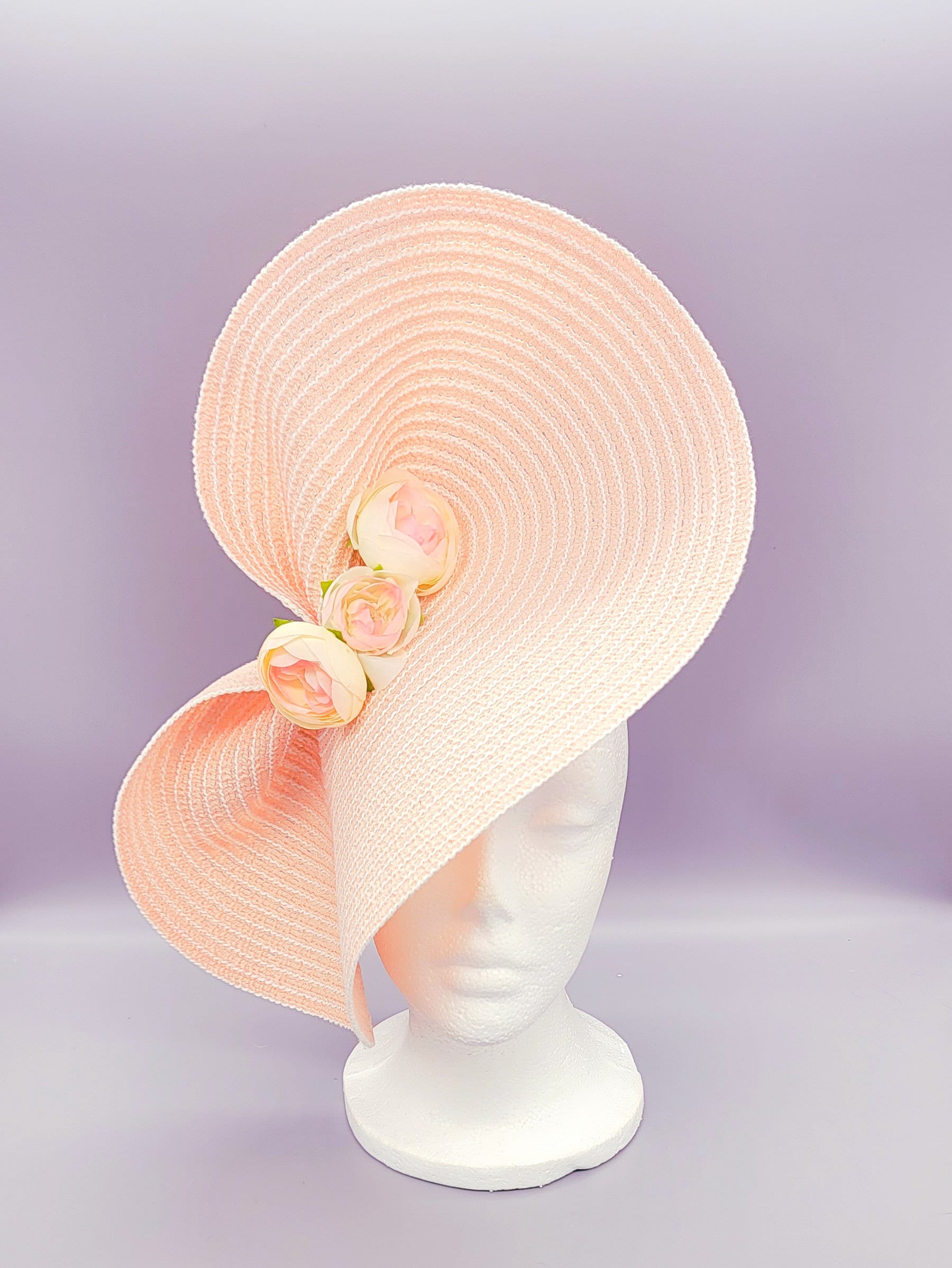 Vibrant Pink and Orange Women\'s Fascinator KY Derby Oaks Tea Church kentucky derby hat fascinator with bright pink feather  main image 2
