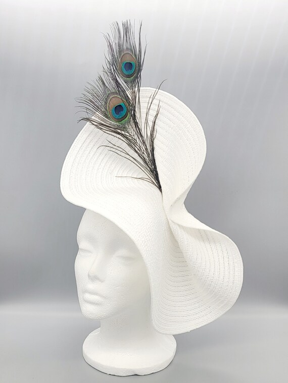 1495 White Fascinators For Women Feather Tea Party Hats Pin Brooch Corsage Women main image 3
