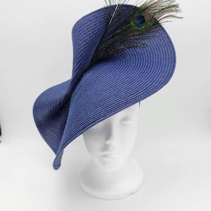 Navy Peacock Derby Hat Fascinator,Church, Formal, Mothers Day, Easter, Royal Ascot, Wedding, Tea Party, Horse Race, Cocktail image 9