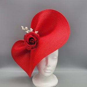 Red  Derby Hat Fascinator,Church, Formal, Mother’s Day, Easter, Royal Ascot, Wedding, Tea Party, Horse Race, Cocktail