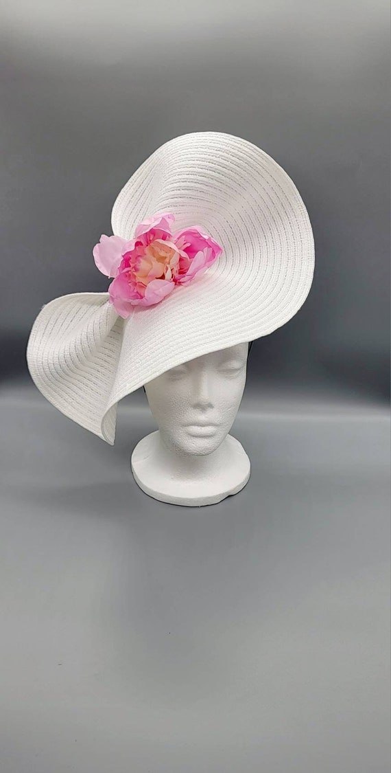 Floral Beaded White Fascinator Hat Derby Church Wedding Tea Formal Easter M489V ( Ivory hat )Kentucky Derby Hat, Church Hat, Wedding  main image 4