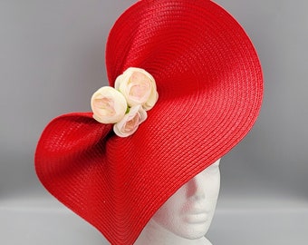 Red Derby Hat Fascinator, Christmas,church, Formal, Mother display picture 1