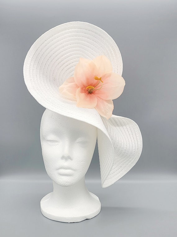 Vintage-Inspired Hat Peach Fascinator Kentucky Derby, Easter, Garden Party style SD511( Peach+more Colors Options )kentucky Derby Hat, Church  main image 3