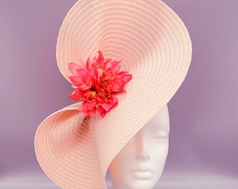 Pink Oaks Derby Hat Fascinator,Church, Formal, Mother’s Day, Easter, Royal Ascot, Wedding, Tea Party, Horse Race, Cocktail