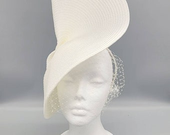 White Veil Bridal Hat Fascinator, Church, Formal, Mother’s Day, Easter, Royal Ascot, Wedding, Hangout Fest, Lana del Ray Veil