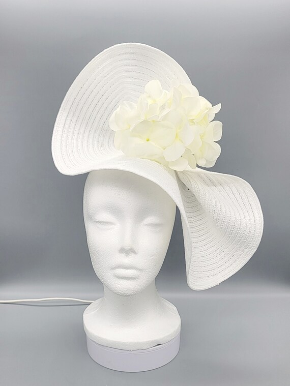 White Derby Hat Fascinator, Bridal Fascinator,church, Formal  display picture 2