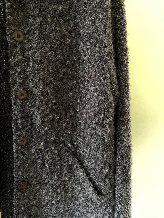 Vintage 90s/Y2K TOTOnKO Bouclé Charcoal Cardigan - image 4