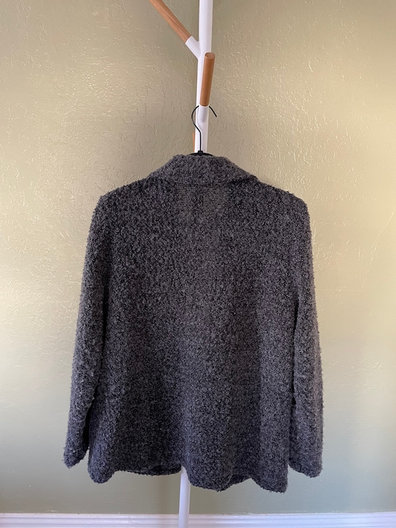 Vintage 90s/Y2K TOTOnKO Bouclé Charcoal Cardigan - image 2