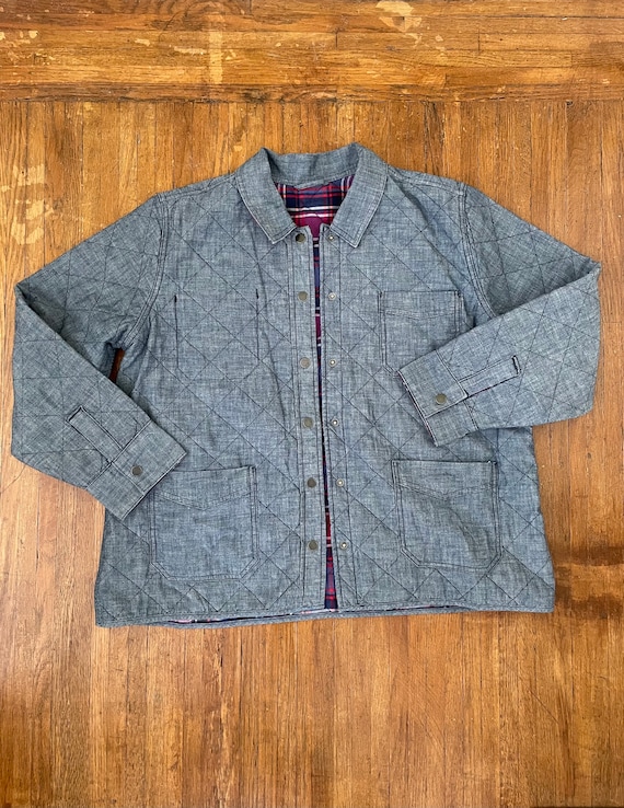 90s Vintage Lands' End Denim Quilted Jacket with … - image 6