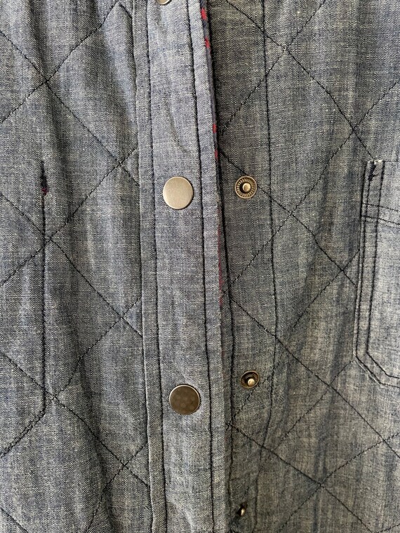 90s Vintage Lands' End Denim Quilted Jacket with … - image 5