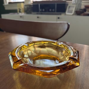 Vintage Glass Hexagonal Ashtray