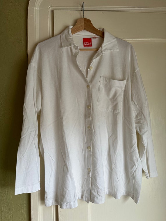 90s liz&co. White Cotton Button Up