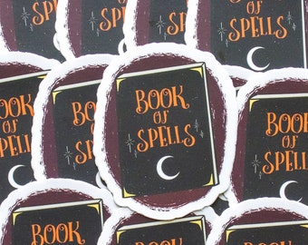 Witchy Sticker Book of Spells Spell Book Decal Halloween Sticker Water Resistant Vinyl Decal Witchy Vibes Sticker Halloween Stationery
