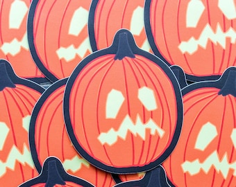 Spooky Jack O' Lantern Sticker: Halloween Pumpkin Vinyl Decal