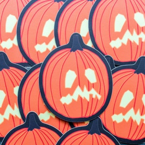 Spooky Jack O Lantern Sticker Halloween Pumpkin Decal Water Resistant Vinyl Decal Halloween Stationery