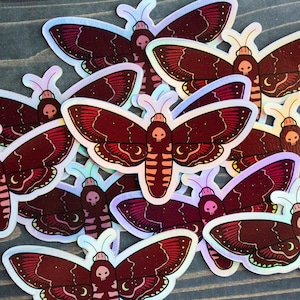 Death Moth Sticker Holographic Death&#39;s Head Moth Decal Celestial Goth Sticker