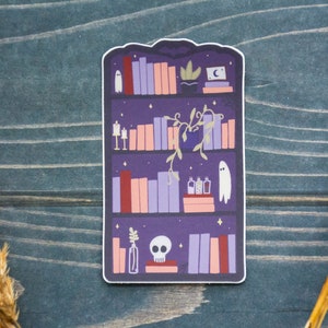 Spooky Bookshelf Sticker Book Shelf Decal Halloween Sticker Water Resistant Vinyl Decal Witchy Bookish Sticker for E-Reader
