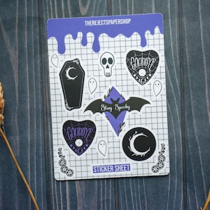 Goth Sticker Sheet Witchy Stickers for Planners Spooky Planner Accessories Halloween Stationery Sticker Sheets