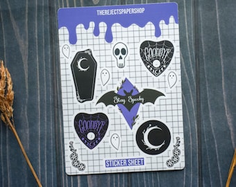 Goth Sticker Sheet Witchy Stickers for Planners Spooky Planner Accessories Halloween Stationery Sticker Sheets