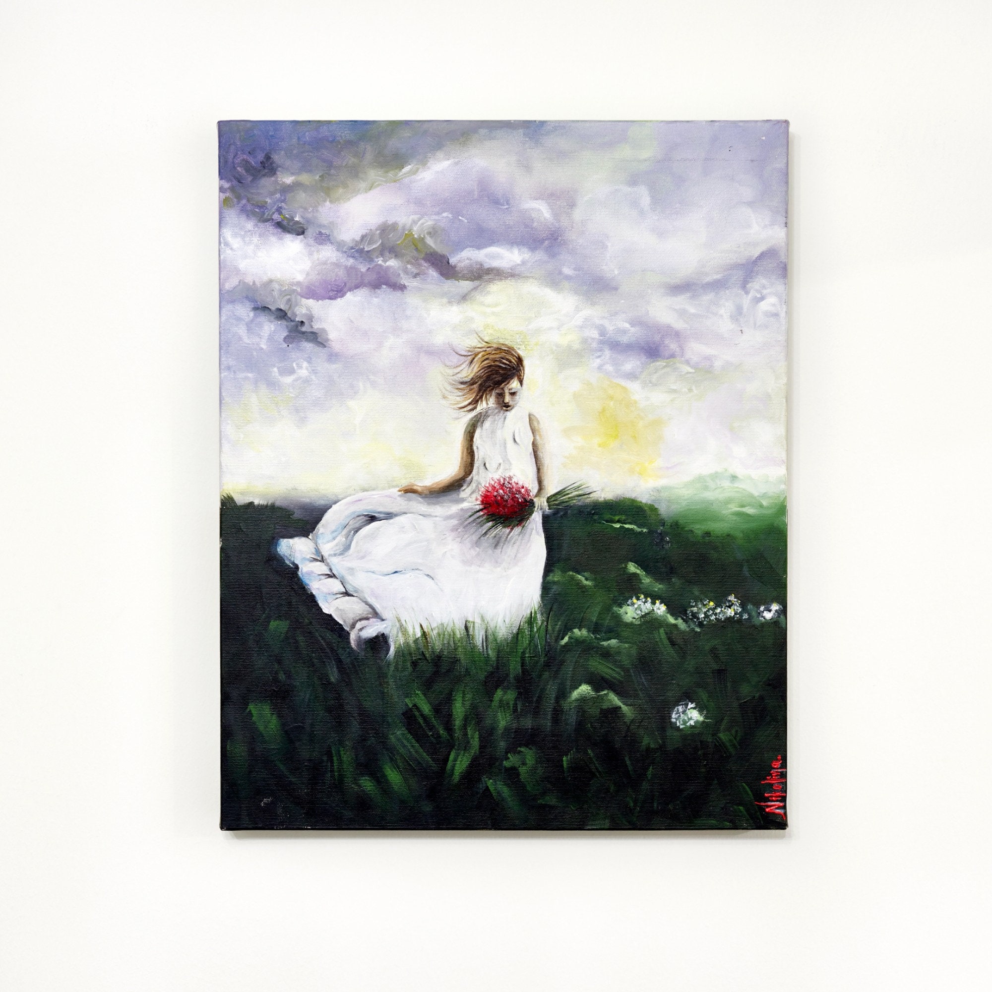 Original Oil Painting Spray on Canvas Board 25x25cm Spore 2021 Acrylic Colors Art & Collectibles