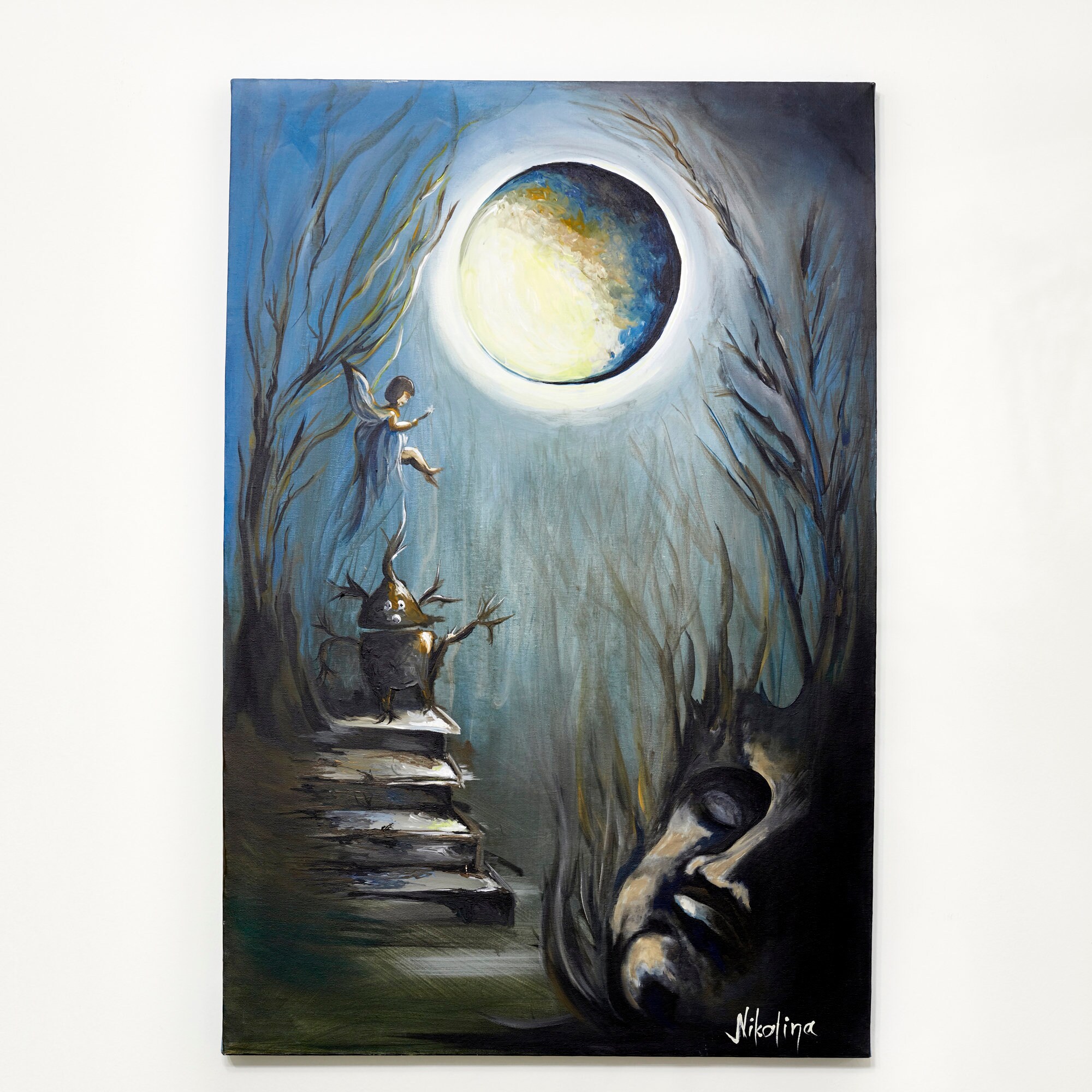 Original Oil Painting Spray on Canvas Board 25x25cm Spore 2021 Acrylic Colors Art & Collectibles