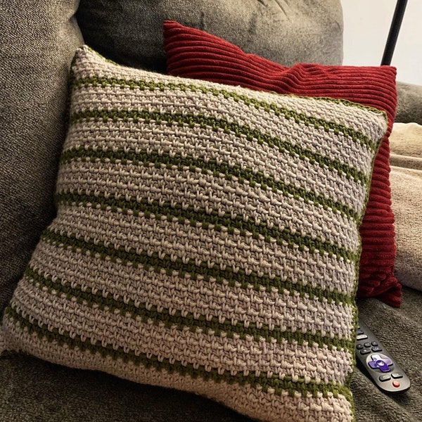 Cozy Moss Throw Pillow | Simple and Modern Linen Stitch Crochet Throw Pillow Cover Pattern | Instant PDF Download