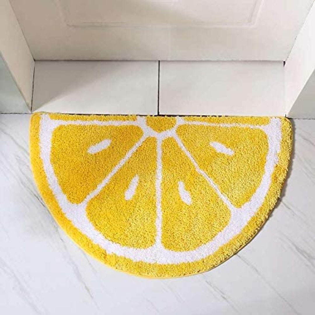 Lemon Half Moon Rug Bath Rug Tufted Rug Bathroom Carpet - Etsy