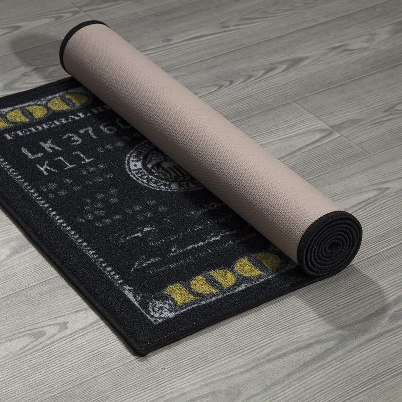 100 dollar bill rug black