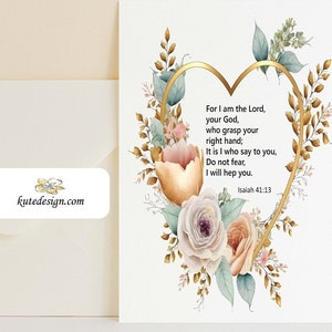 Carte imprimable d'encouragement spirituel, carte de rétablissement religieux, carte chrétienne, carte d'écriture biblique, Dieu est là pour vous aider