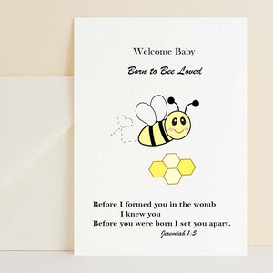 Nueva tarjeta de bebé, tarjeta de bebé de bienvenida, tarjeta de baby shower, tarjeta de bebé nuevo cristiano, tarjeta de bebé nueva espiritual, tarjeta de baby shower de abejorro, imprimible