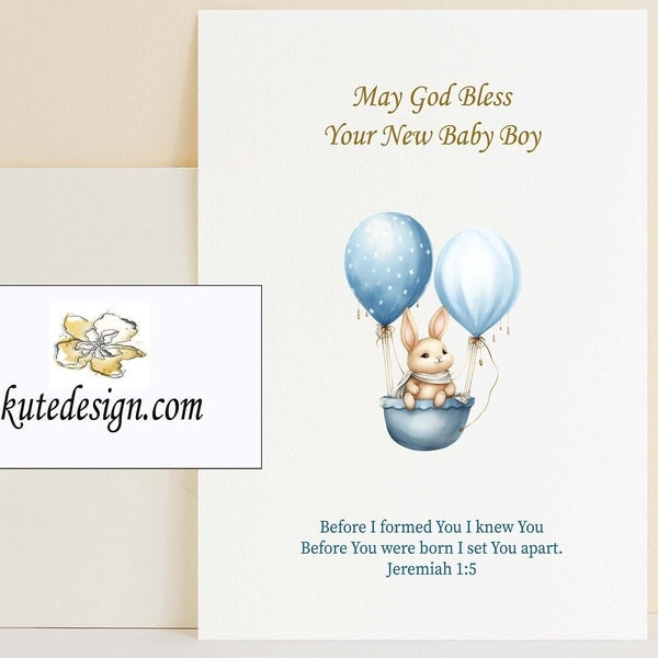 Welcome Baby Card, Religious Welcome Baby Card, Baby Blessing Card, Baby Baptism Card, Baby Shower Card, Expecting Parent Card