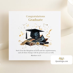 Biglietto di laurea religiosa, Laurea ispiratrice, Biglietto di laurea cristiana, Biglietto stampabile, Diploma di scuola superiore, Laureato universitario
