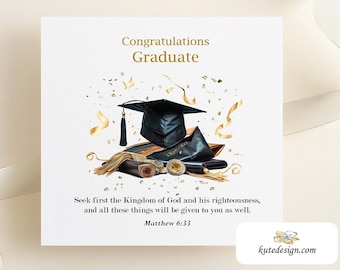 Biglietto di laurea religiosa, Laurea ispiratrice, Biglietto di laurea cristiana, Biglietto stampabile, Diploma di scuola superiore, Laureato universitario