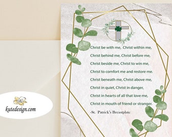 Carte de prière imprimable pour la Saint-Patrick, carte imprimable pour la Saint-Patrick, plastron de la Saint-Patrick, carte religieuse catholique, carte d'inspiration