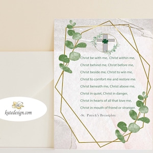 Tarjeta de oración de San Patricio imprimible, tarjeta del día de San Patricio imprimible, coraza de San Patricio, tarjeta católica religiosa, tarjeta inspiradora