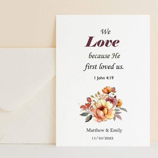 Printable Personalized Wedding Card, Religious Wedding, Holy Matrimony Card, Spiritual Wedding, Wedding Blessings, Scripture Wedding