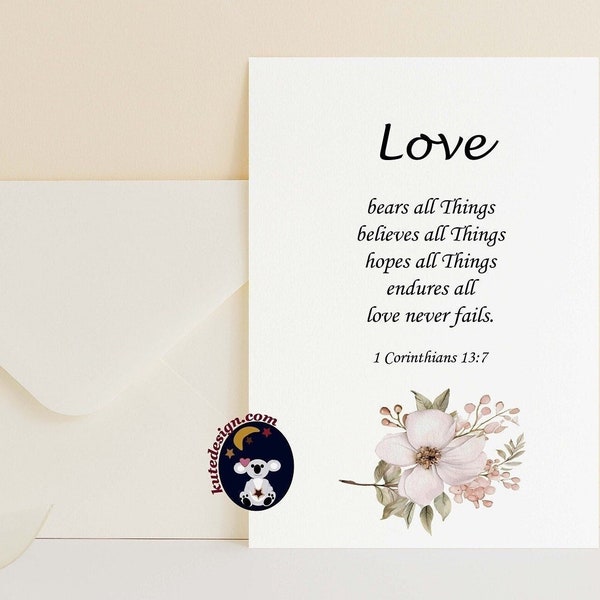 Christian Wedding Card, Religious Wedding Card, Bible Verse Card, Anniversary Card, Love Card, Digital Download, Corinthians, Spiritual Card