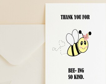 Thank You Cards, Bee Thank You Cards, First Bee-day Decor, Bumble Bee Baby Shower Decor, Bumble Bee Themed Party, Sweet as Can BEE Party