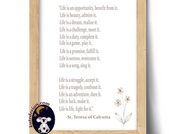 Mother Teresa Quote Print, Catholic Wall Art (Digital Download)