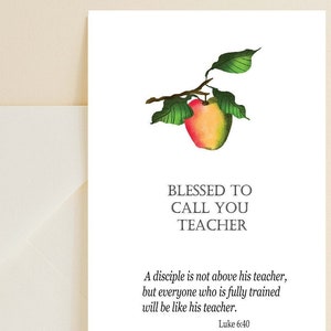 Tarjeta imprimible de agradecimiento al maestro, tarjeta de maestro espiritual, versículo bíblico, tarjeta en blanco, tarjeta de fin de curso, semana de agradecimiento al maestro